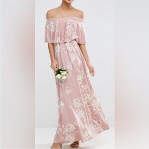 long sleeve lace insert crinkle maxi dress in berry Asos Design Long Sleeve Lace Insert Crinkle Maxi Dress in Berry